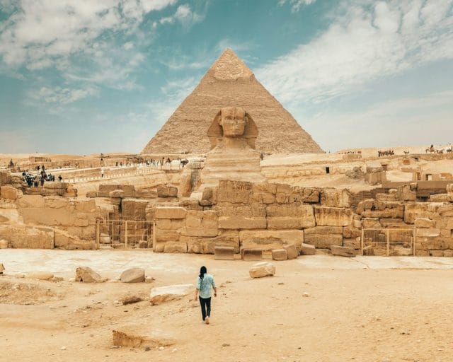 person walking near The Great Sphinx